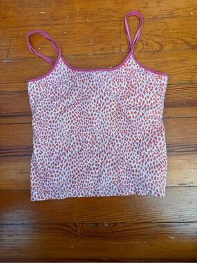 PINK Victoria's Secret White Cami with Orange Print & Pink Trim